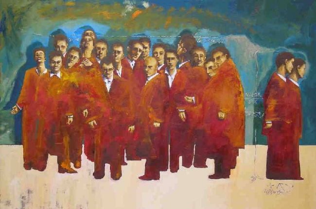 Peinture intitulée "Roja Gráfica" par Alejandro Robles, Œuvre d'art originale