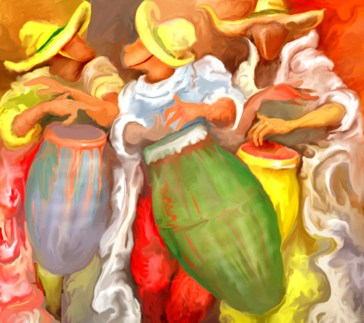 Digitale Kunst mit dem Titel "Candombe" von Albruno, Original-Kunstwerk, Digitale Malerei