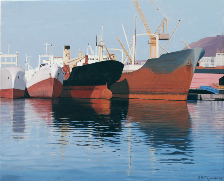 Pintura titulada "barcos.jpg" por Alejandro Fajardo, Obra de arte original