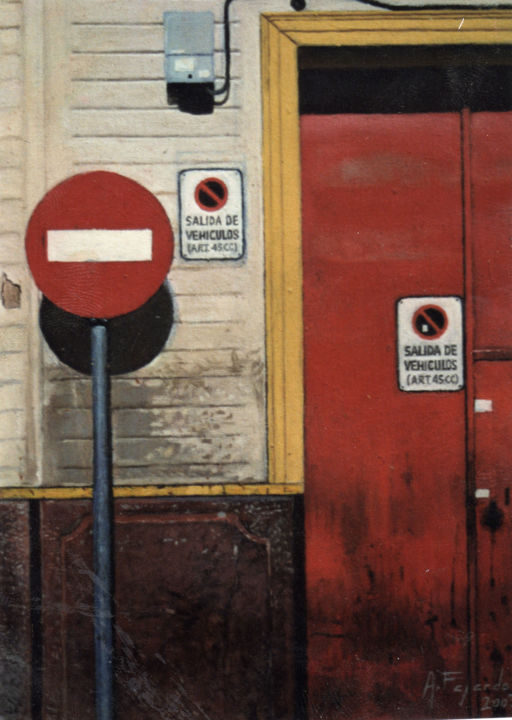 Картина под названием "puerta-roja.jpg" - Alejandro Fajardo, Подлинное произведение искусства