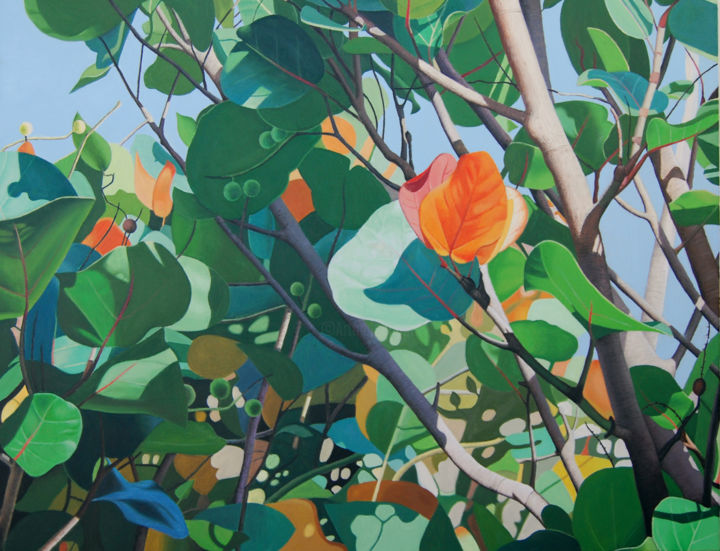 Pintura titulada "hojas-grandes.jpg" por Alejandro Fajardo, Obra de arte original