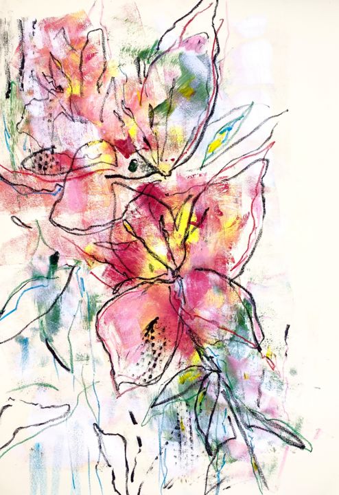 Рисунок под названием "Lilly" - Alexandra Kraeva, Подлинное произведение искусства, Акрил Установлен на картон