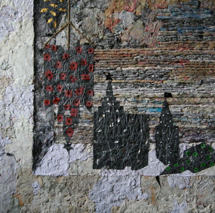 绘画 标题为“Kremlin still life” 由Алекс Вознесенский, 原创艺术品, 拼贴 安装在纸板上