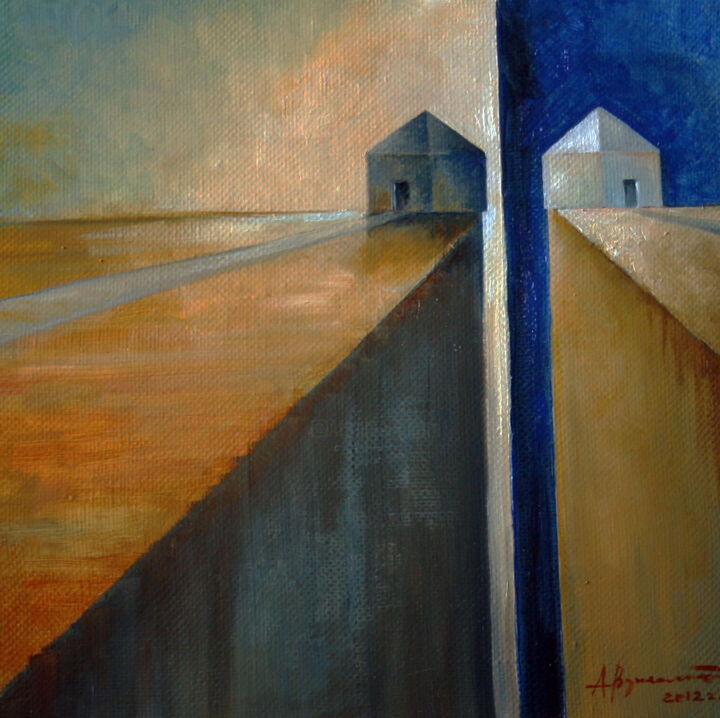 Painting titled "House at the end of…" by Aleks Voznesenskii, Original Artwork, Oil