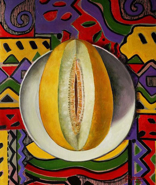Картина под названием "Still life. Melon" - Алекс Вознесенский, Подлинное произведение искусства, Масло