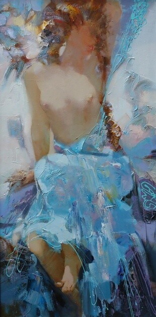 Картина под названием "Плать для невесты" - Александр Федоров, Подлинное произведение искусства, Масло