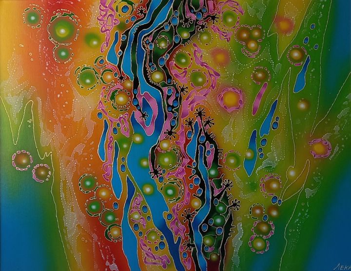 Картина под названием "OCEAN FLOWERS V3" - Oleksandr Lekomtsev, Подлинное произведение искусства, Масло