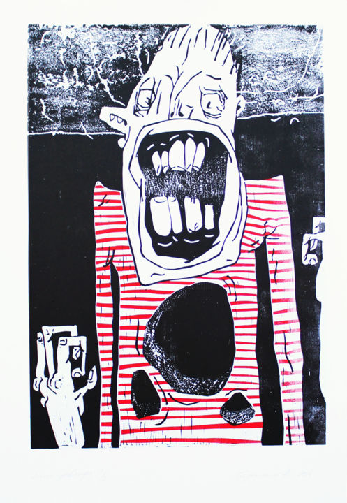 Gravures & estampes intitulée ""Пороки/Зависть"" par Aleksandr Butylin, Œuvre d'art originale, Linogravures