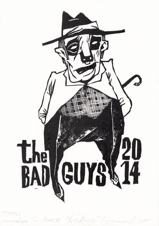 Impressões e gravuras intitulada ""The Bad Guys". Hus…" por Aleksandr Butylin, Obras de arte originais, Linoleogravura
