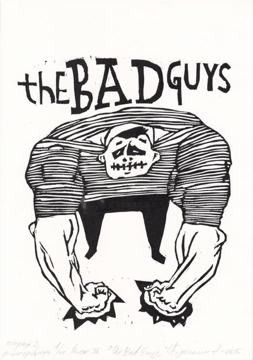 Gravures & estampes intitulée ""The Bad Guys". Mo." par Aleksandr Butylin, Œuvre d'art originale, Linogravures