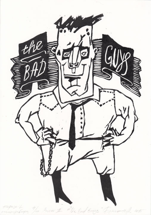Printmaking titled ""The Bad Guys". Mr…" by Aleksandr Butylin, Original Artwork, Linocuts