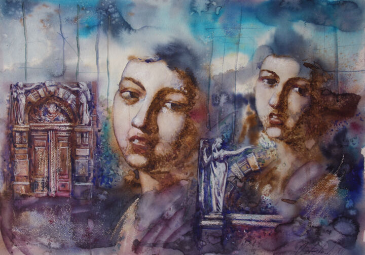 Peinture intitulée "Baroque tale" par Dobrodiy Alexandr, Œuvre d'art originale, Aquarelle