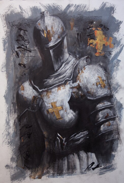 Drawing titled "Knight 4" by Dobrodiy Alexandr, Original Artwork, Charcoal