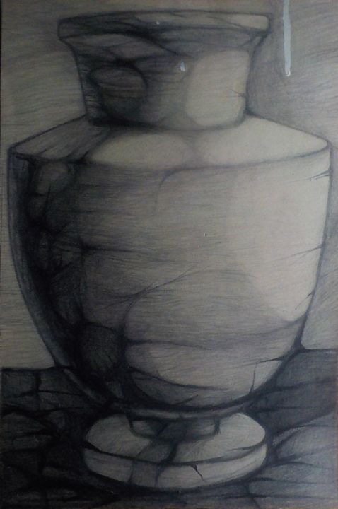 Drawing titled "Vase of the Time" by Aleksandr Glukhov, Original Artwork, Graphite