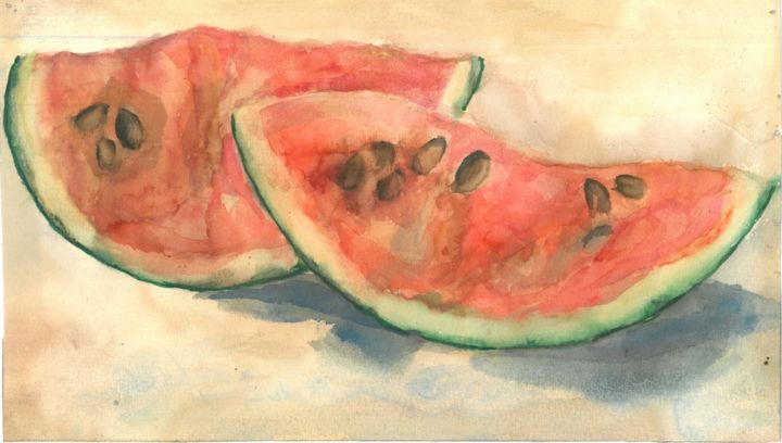 Painting titled "A still life with t…" by Aleksandr Glukhov, Original Artwork, Watercolor
