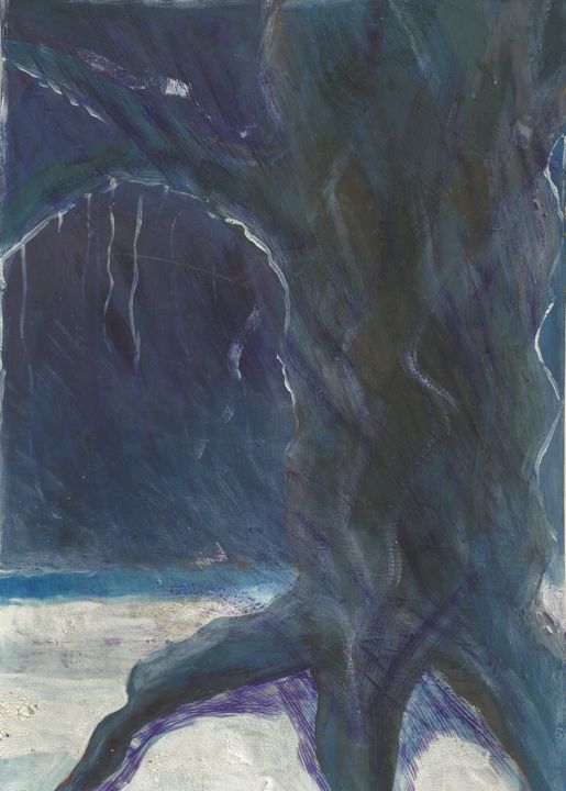 Painting titled "Tree" by Aleksandr Glukhov, Original Artwork, Gouache