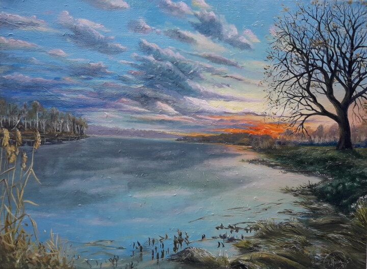 Картина под названием "Ледяной залив" - Александр Гриценко, Подлинное произведение искусства, Масло
