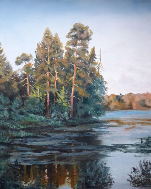 Painting titled "baie fluviale "зали…" by Aleksandr Gritsenko, Original Artwork, Oil