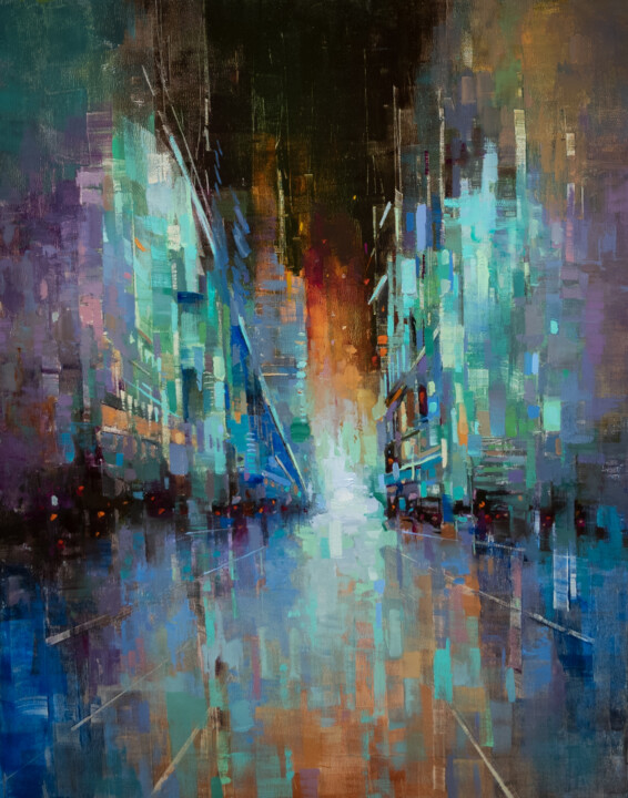 Digital Arts titled "Abstract city mood" by Aleksandr Jero, Original Artwork, Digital Painting