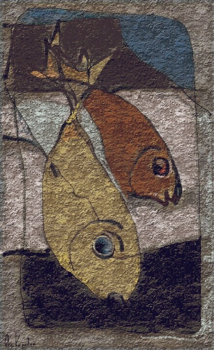 Arts numériques intitulée "Рыбы" par Aleksandr Korovin, Œuvre d'art originale, Image générée par l'IA