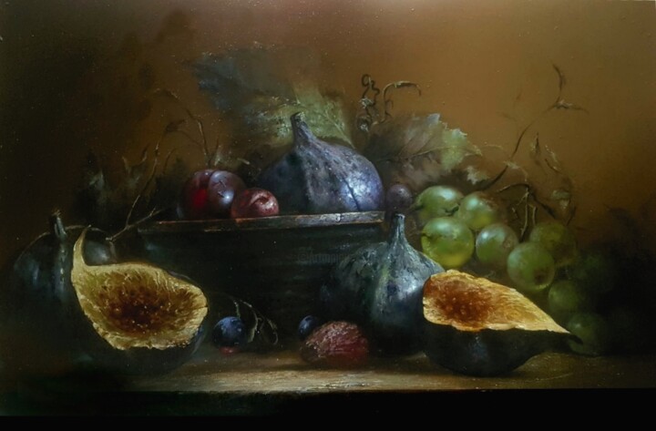 Картина под названием "Figs" - Александр Косс, Подлинное произведение искусства, Масло Установлен на Деревянная рама для нос…
