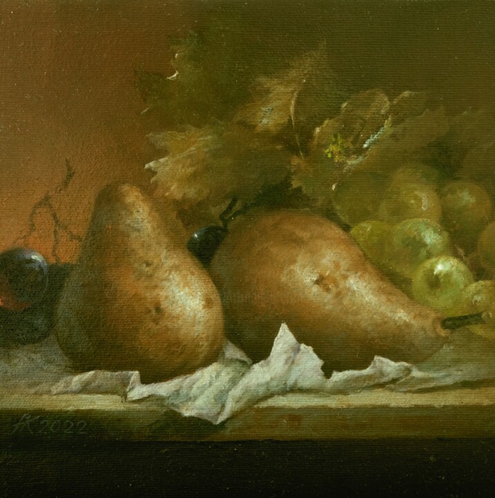 Картина под названием "Pears" - Александр Косс, Подлинное произведение искусства, Масло