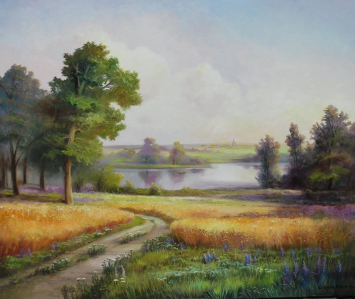 Painting titled "The road to the chi…" by Aleksandr Koval, Original Artwork, Oil