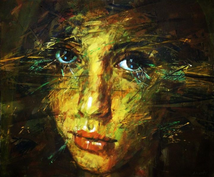 Картина под названием "PORTRAIT-A" - Aleksandr Ilichev, Подлинное произведение искусства, Акрил