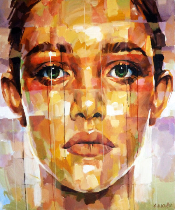 Peinture intitulée "YELLOW_PORTRAIT" par Aleksandr Ilichev, Œuvre d'art originale, Acrylique