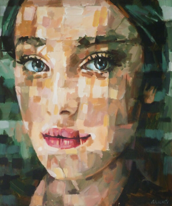 Painting titled "PORTRAIT-H" by Aleksandr Ilichev, Original Art, Acrylic