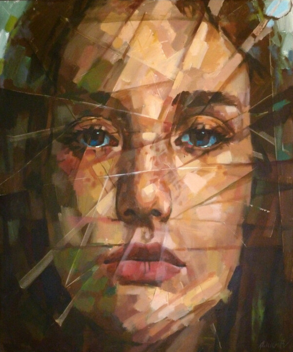 Painting titled "DARK PORTRAIT" by Aleksandr Ilichev, Original Artwork, Acrylic