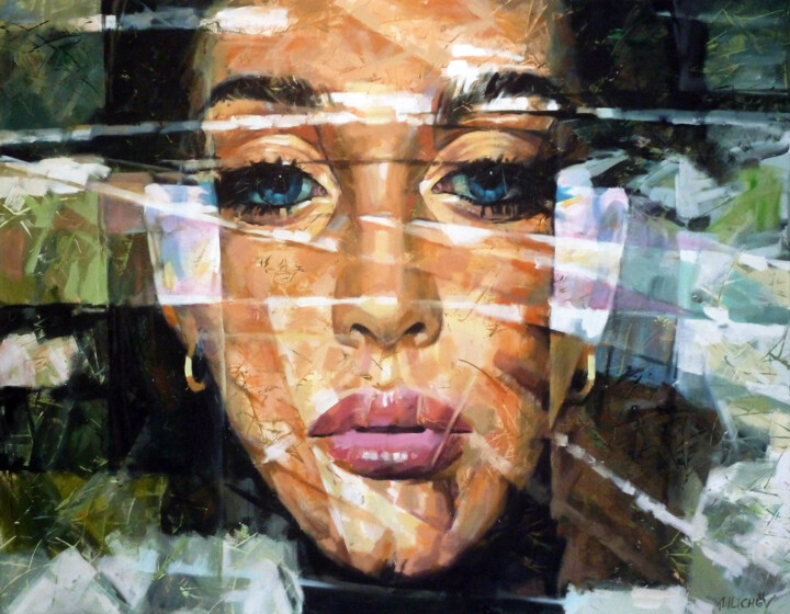 Pintura intitulada "PORTRAIT. J" por Aleksandr Ilichev, Obras de arte originais, Acrílico