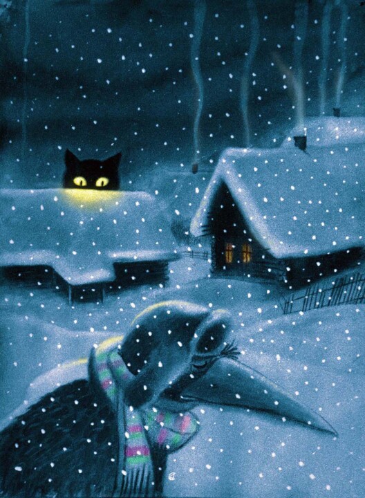 제목이 "Зимний сон вороны"인 그림 Aleksandr Sergeev로, 원작, 연필