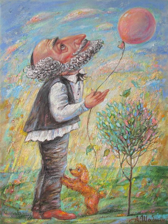 Malerei mit dem Titel "Шарик прилетел" von Aleksandr Shabanov, Original-Kunstwerk, Öl