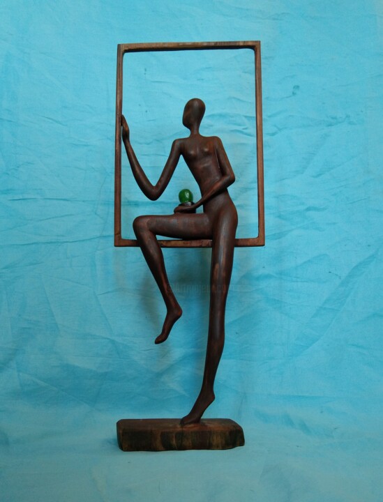Rzeźba zatytułowany „intermezzo with cac…” autorstwa Александр Степанов, Oryginalna praca, Drewno