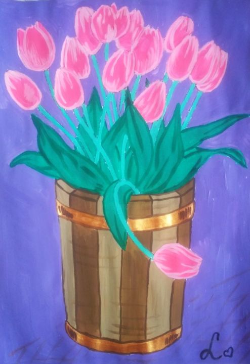 Dessin intitulée "Тюльпаны" par Aleksandr Voloshin, Œuvre d'art originale, Aquarelle