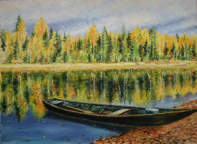 Painting titled "Лодка" by Aleksandr Vasilev, Original Artwork
