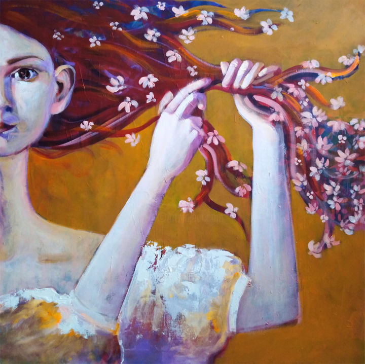 Painting titled "Wiosna" by Aleksandra Adamczak, Original Artwork, Acrylic