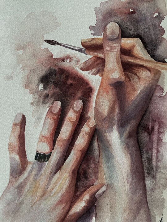"Artist’s hands" başlıklı Tablo Aleksandra Antonova tarafından, Orijinal sanat, Suluboya