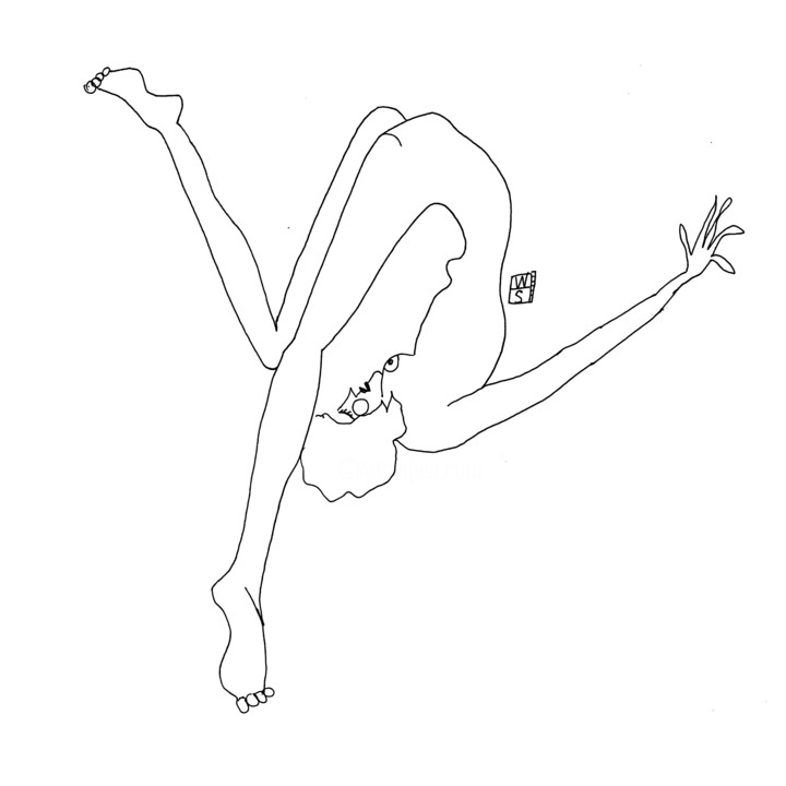 Σχέδιο με τίτλο "Acrobatic model" από Aleksandra Chastagnol (Wild strawberry), Αυθεντικά έργα τέχνης, Γέλη στυλό