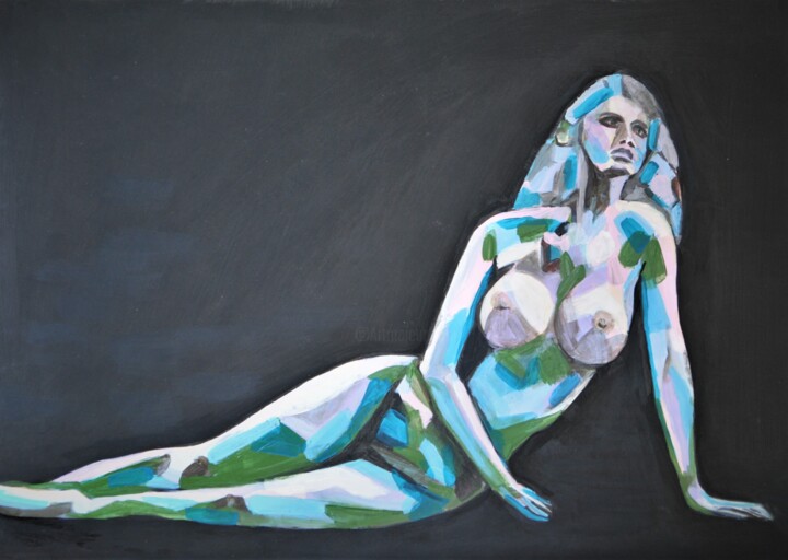 Painting titled "Nude 4 " by Alexandra Djokic, Original Artwork, Acrylic