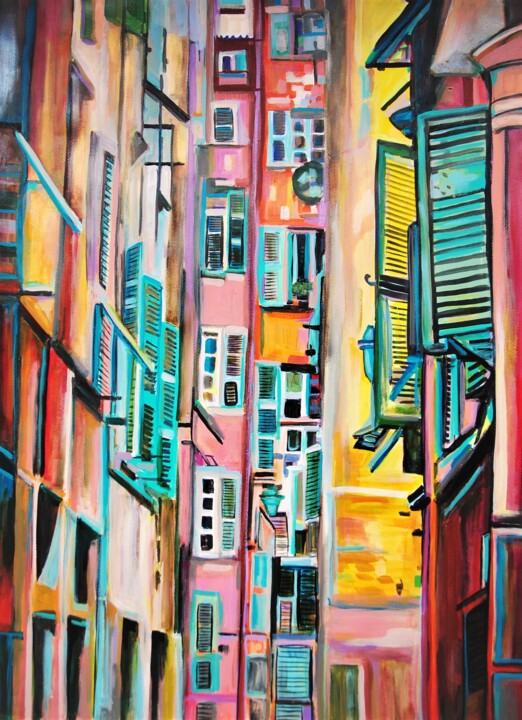 Painting titled "Street " by Alexandra Djokic, Original Artwork, Acrylic
