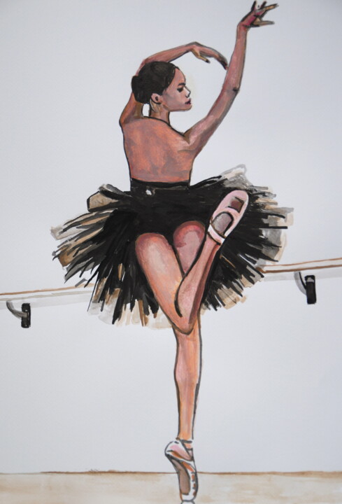 Painting titled "Ballerina" by Alexandra Djokic, Original Artwork, Watercolor