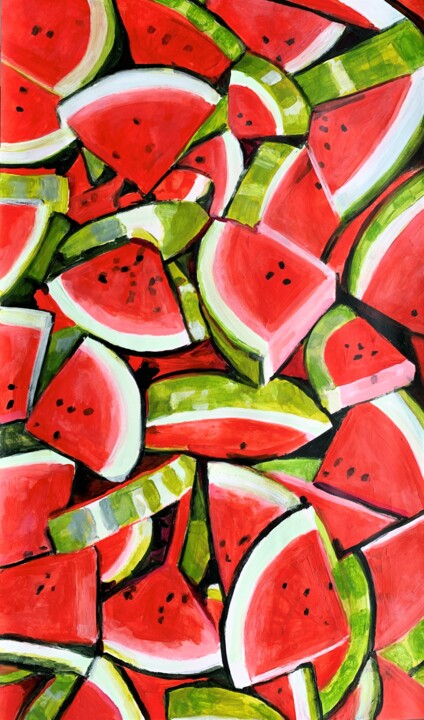 Peinture intitulée "Watermelons " par Alexandra Djokic, Œuvre d'art originale, Acrylique