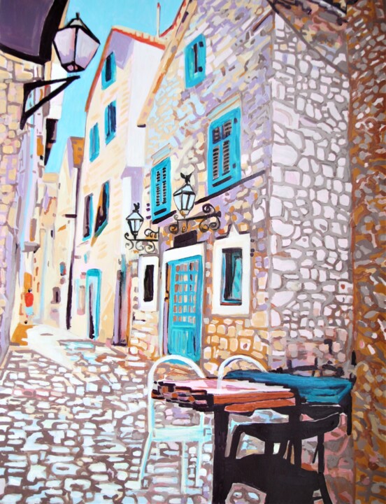 Schilderij getiteld "Mediterranean stree…" door Alexandra Djokic, Origineel Kunstwerk, Acryl