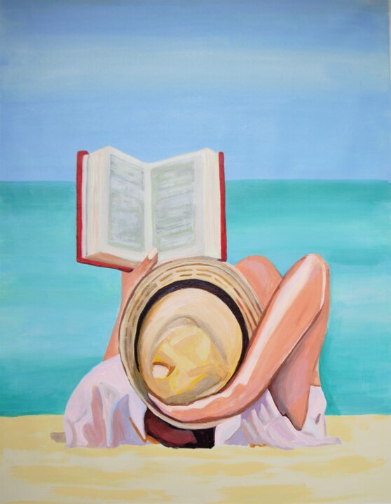 Painting titled "At the beach " by Alexandra Djokic, Original Artwork, Acrylic