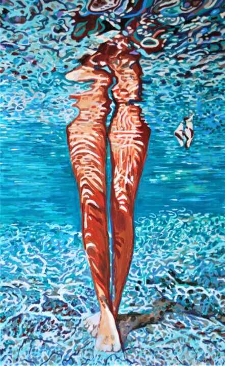 Painting titled "Underwater " by Alexandra Djokic, Original Artwork, Acrylic