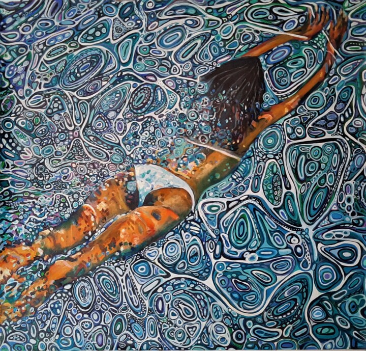 Painting titled "Underwater " by Alexandra Djokic, Original Artwork, Acrylic