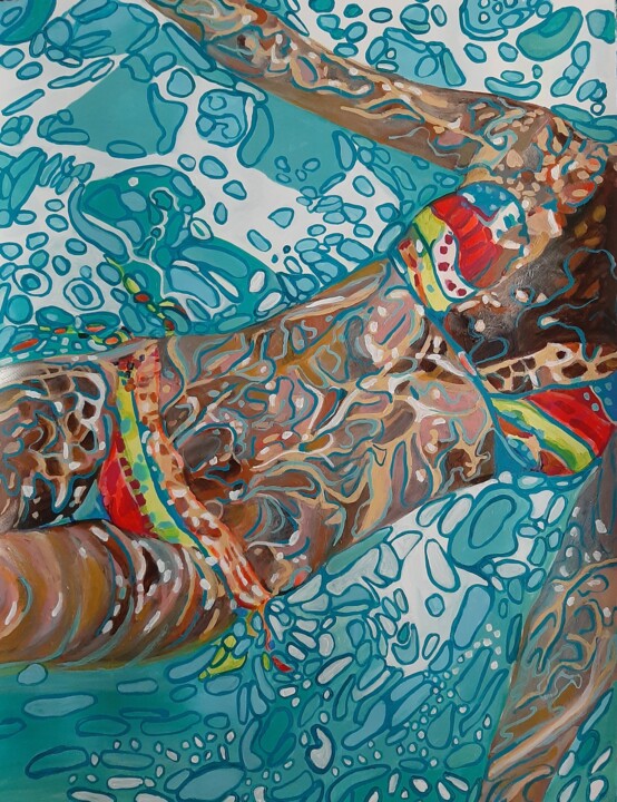 Painting titled "Swimmer " by Alexandra Djokic, Original Artwork, Acrylic