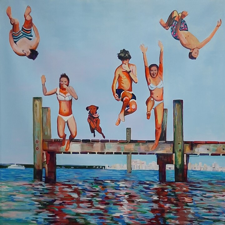 Peinture intitulée "Jump / 100 x 100 x…" par Alexandra Djokic, Œuvre d'art originale, Acrylique